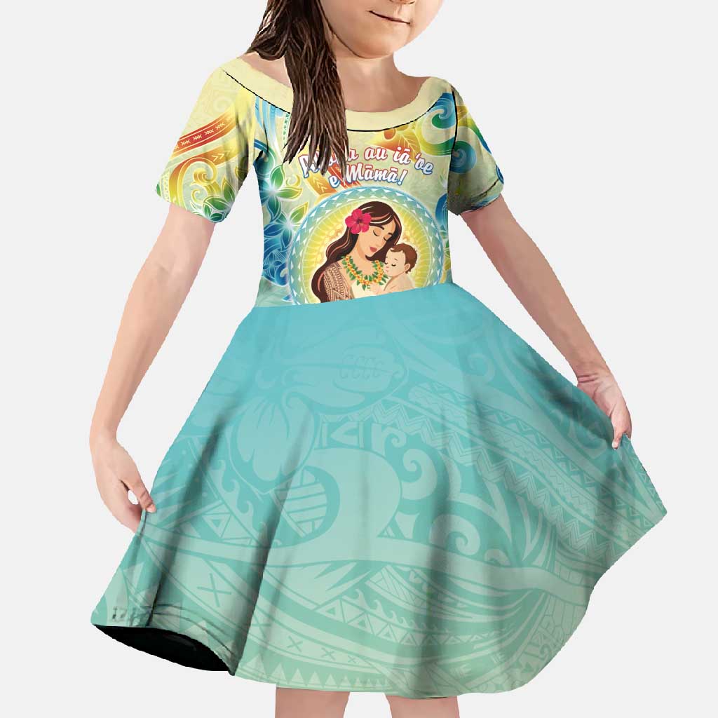 Personalised Hawaii Mother's Day Family Matching Short Sleeve Bodycon Dress and Hawaiian Shirt I Love You Mom