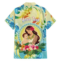 Personalised Hawaii Mother's Day Family Matching Short Sleeve Bodycon Dress and Hawaiian Shirt I Love You Mom