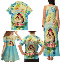 Personalised Hawaii Mother's Day Family Matching Tank Maxi Dress and Hawaiian Shirt I Love You Mom