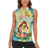 Personalised Hawaii Mother's Day Women Sleeveless Polo Shirt I Love You Mom