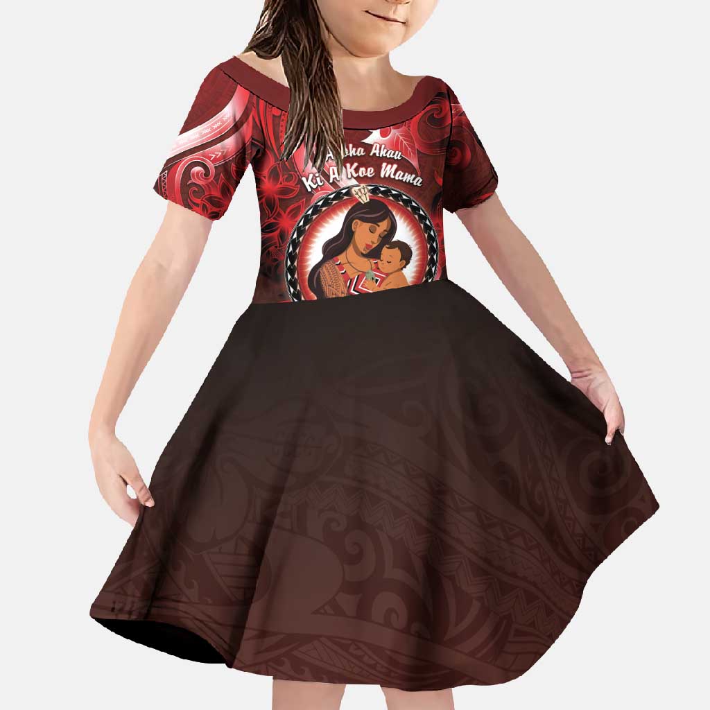 Personalised New Zealand Mother's Day Family Matching Summer Maxi Dress and Hawaiian Shirt I Love You Mom DT04 Daughter's Dress Red - Polynesian Pride