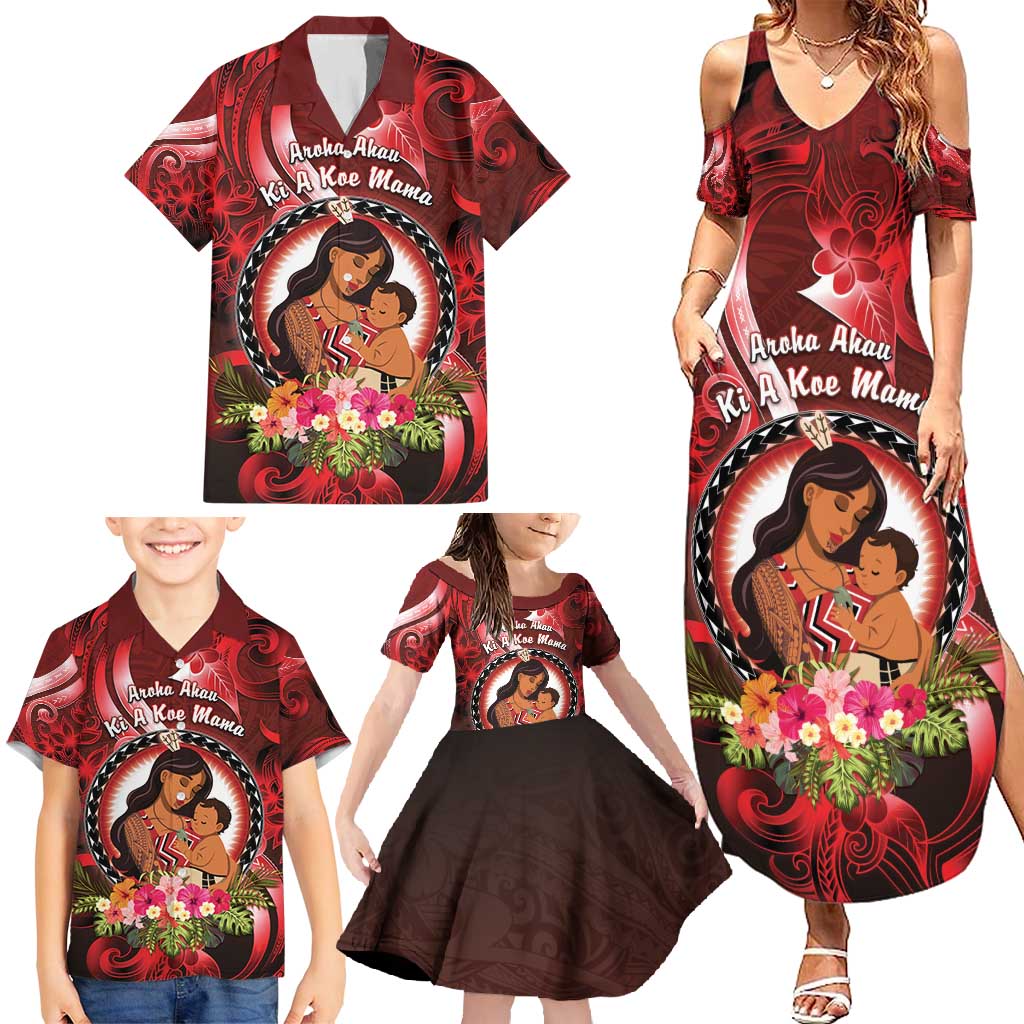 Personalised New Zealand Mother's Day Family Matching Summer Maxi Dress and Hawaiian Shirt I Love You Mom DT04 - Polynesian Pride