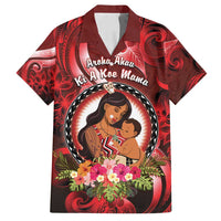 Personalised New Zealand Mother's Day Family Matching Summer Maxi Dress and Hawaiian Shirt I Love You Mom DT04 Dad's Shirt - Short Sleeve Red - Polynesian Pride