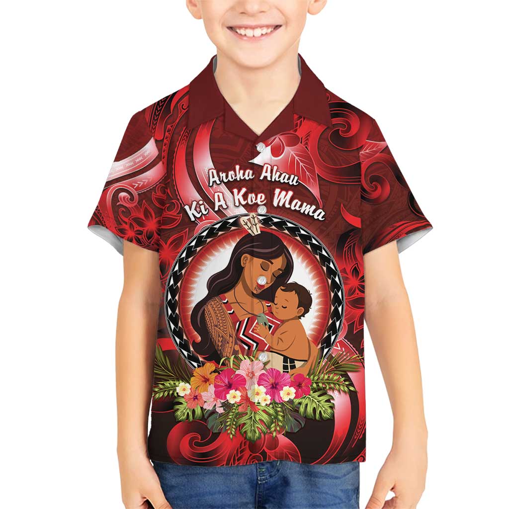 Personalised New Zealand Mother's Day Family Matching Summer Maxi Dress and Hawaiian Shirt I Love You Mom DT04 Son's Shirt Red - Polynesian Pride