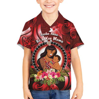 Personalised New Zealand Mother's Day Family Matching Summer Maxi Dress and Hawaiian Shirt I Love You Mom DT04 Son's Shirt Red - Polynesian Pride