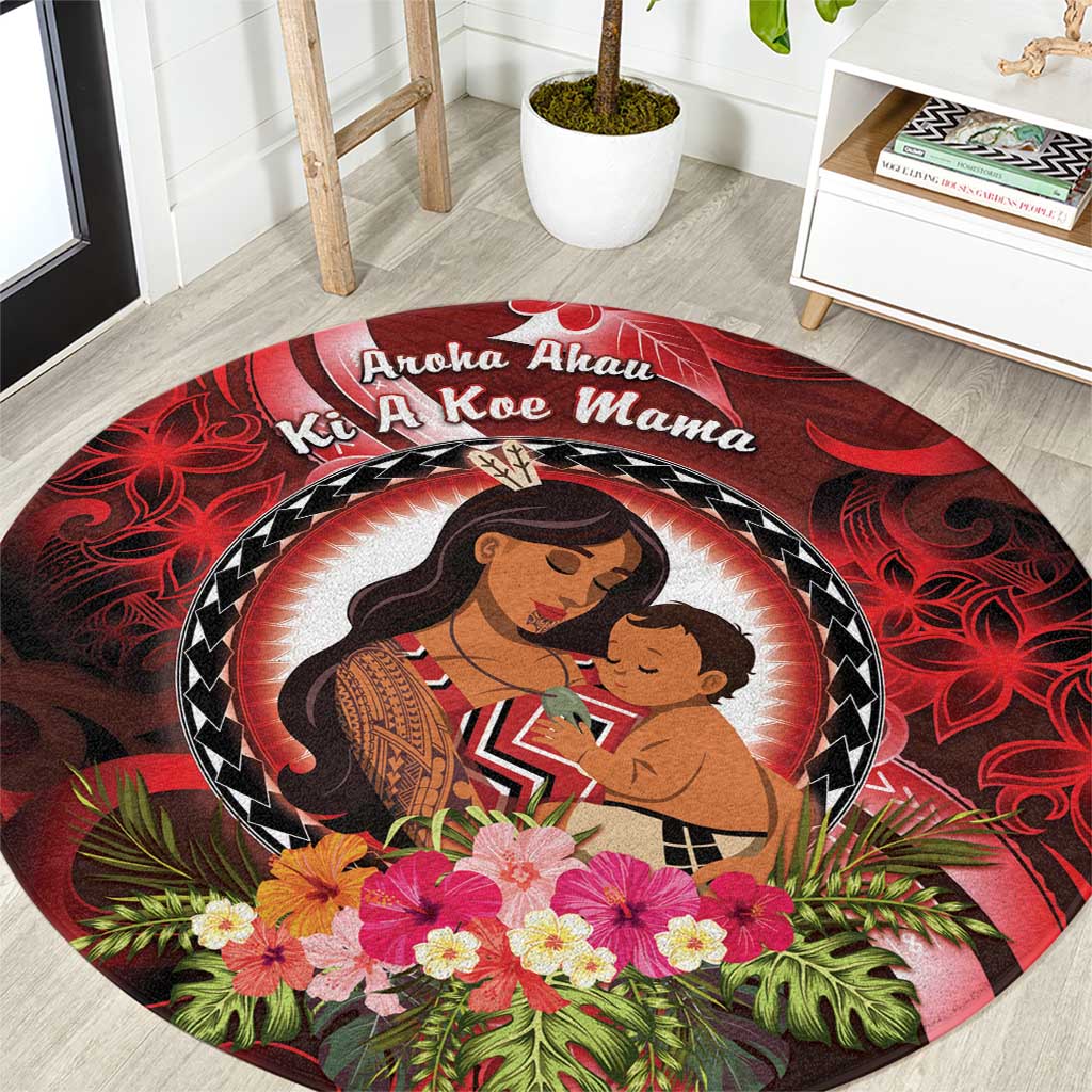 New Zealand Mother's Day Round Carpet I Love You Mom DT04 Red - Polynesian Pride