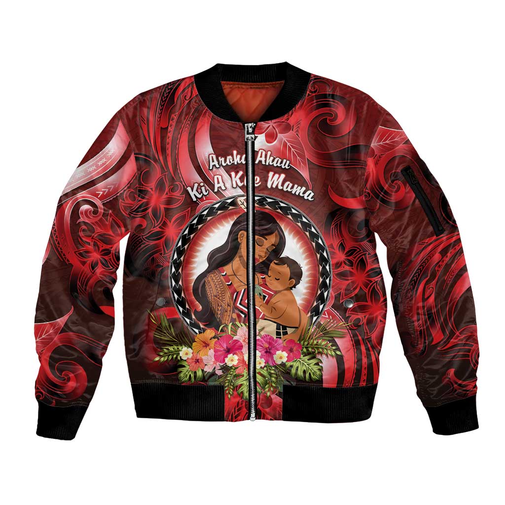 Personalised New Zealand Mother's Day Sleeve Zip Bomber Jacket I Love You Mom