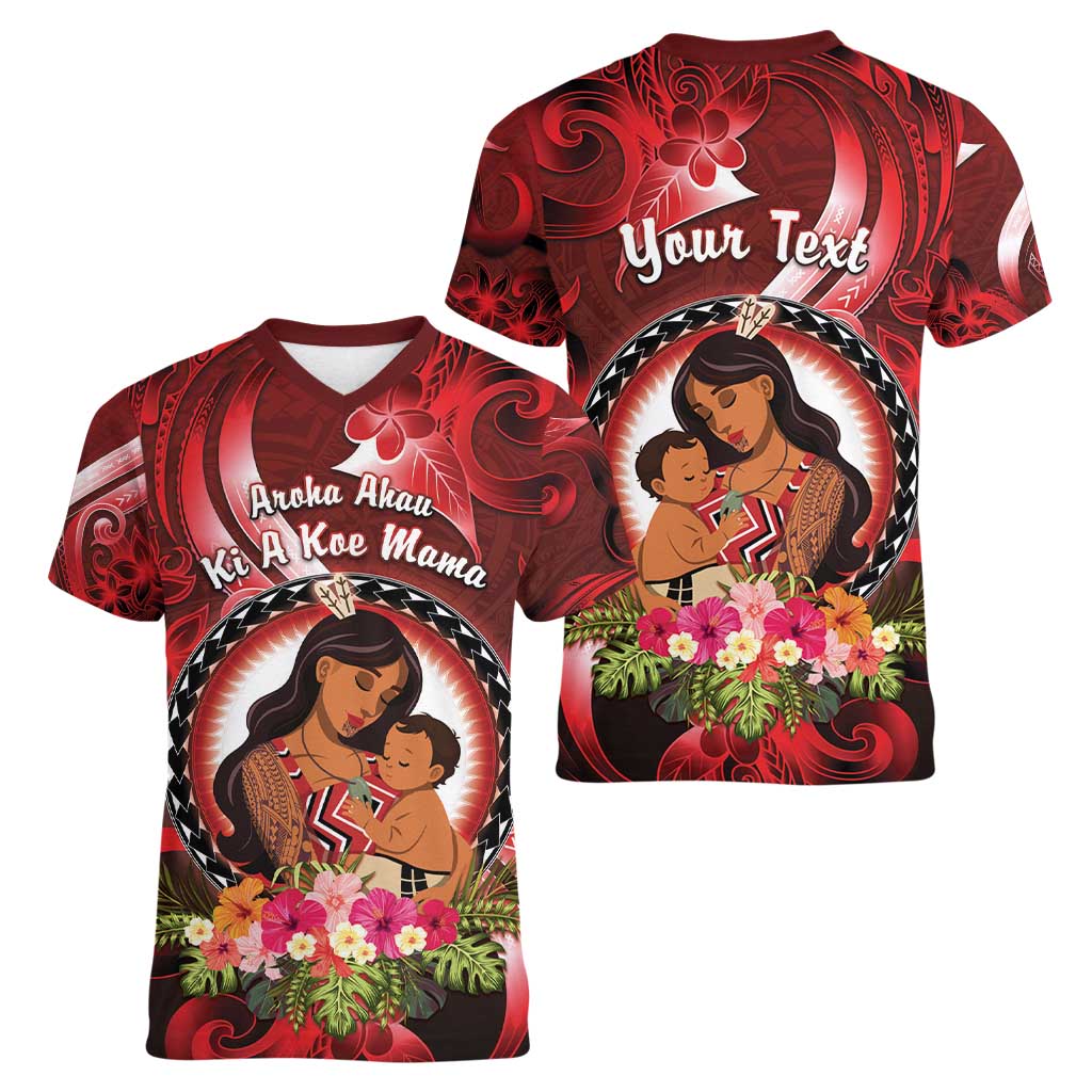 Personalised New Zealand Mother's Day Women V-Neck T-Shirt I Love You Mom