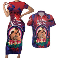 Personalised Samoa Mother's Day Couples Matching Short Sleeve Bodycon Dress and Hawaiian Shirt I Love You Mom
