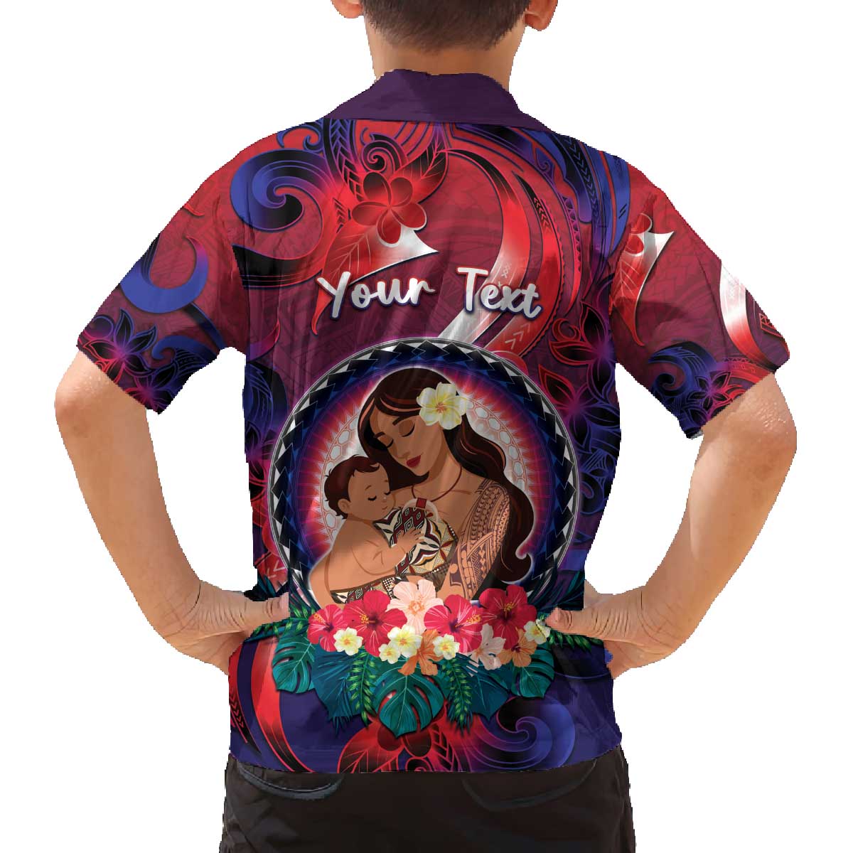 Personalised Samoa Mother's Day Family Matching Off The Shoulder Long Sleeve Dress and Hawaiian Shirt I Love You Mom