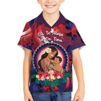 Personalised Samoa Mother's Day Family Matching Off The Shoulder Long Sleeve Dress and Hawaiian Shirt I Love You Mom