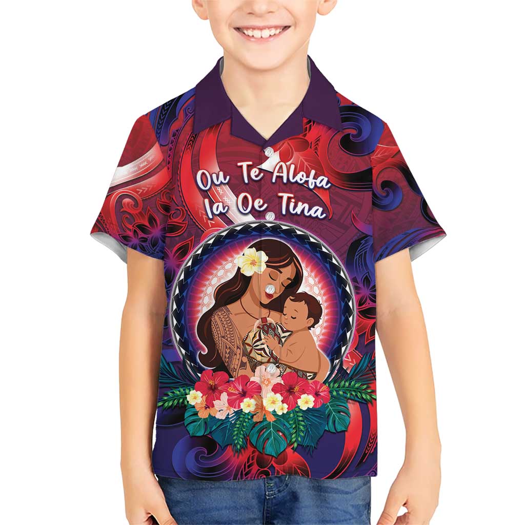 Personalised Samoa Mother's Day Kid Hawaiian Shirt I Love You Mom