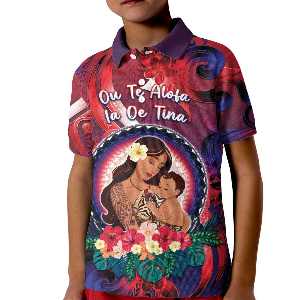 Personalised Samoa Mother's Day Kid Polo Shirt I Love You Mom