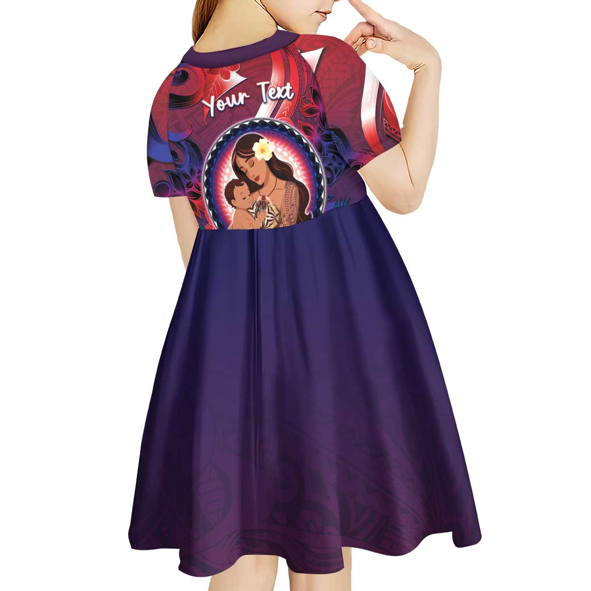 Personalised Samoa Mother's Day Kid Short Sleeve Dress I Love You Mom