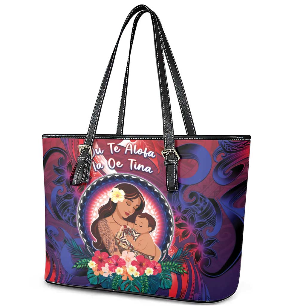 Samoa Mother's Day Leather Tote Bag I Love You Mom