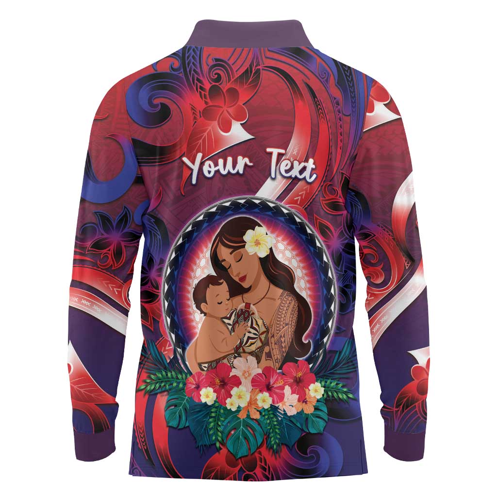 Personalised Samoa Mother's Day Long Sleeve Polo Shirt I Love You Mom DT04 - Polynesian Pride