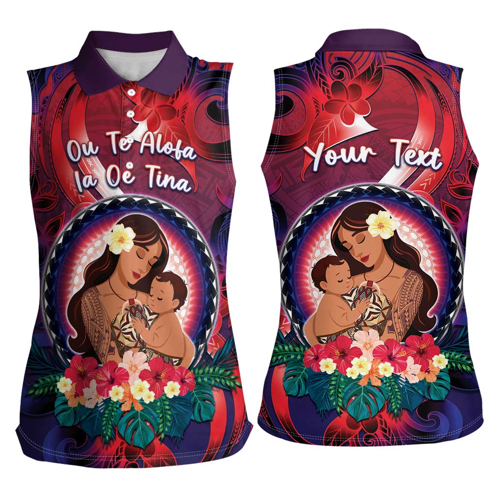Personalised Samoa Mother's Day Women Sleeveless Polo Shirt I Love You Mom DT04 - Polynesian Pride