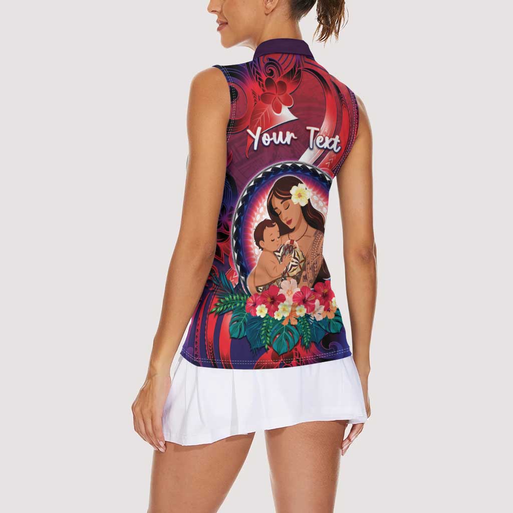 Personalised Samoa Mother's Day Women Sleeveless Polo Shirt I Love You Mom DT04 - Polynesian Pride