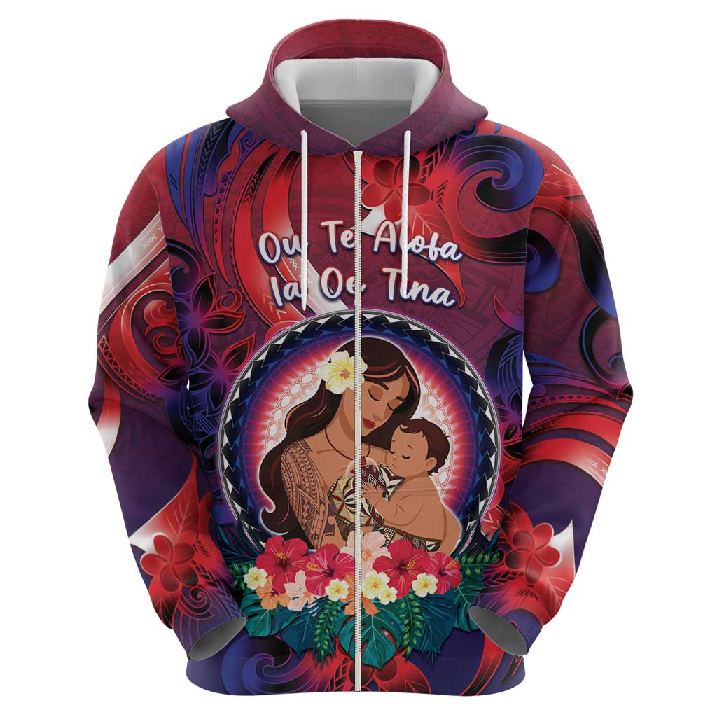 Personalised Samoa Mother's Day Zip Hoodie I Love You Mom DT04 - Polynesian Pride