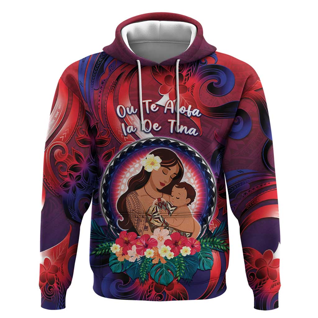 Personalised Samoa Mother's Day Zip Hoodie I Love You Mom DT04 Pullover Hoodie Red - Polynesian Pride