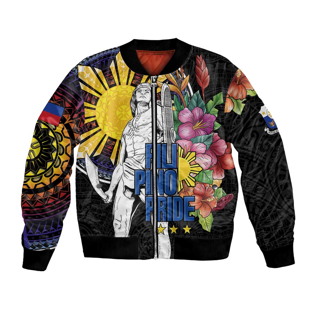 Filipinos Lapu-Lapu Hero Philippines Bomber Jacket Hibiscus Flowers Style