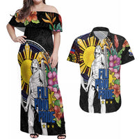 Filipinos Lapu-Lapu Hero Philippines Couples Matching Off Shoulder Maxi Dress and Hawaiian Shirt Hibiscus Flowers Style