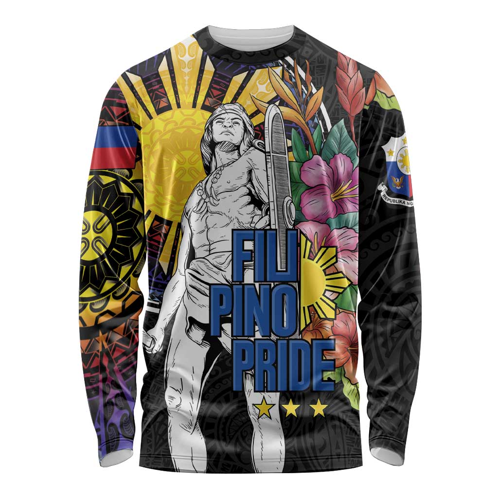 Filipinos Lapu-Lapu Hero Philippines Long Sleeve Shirt Hibiscus Flowers Style