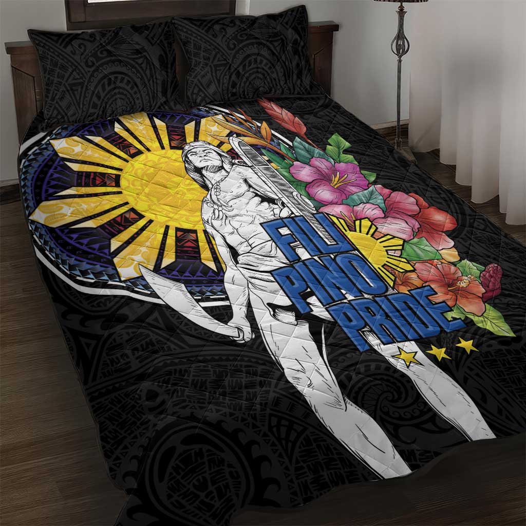 Filipinos Lapu-Lapu Hero Philippines Quilt Bed Set Hibiscus Flowers Style