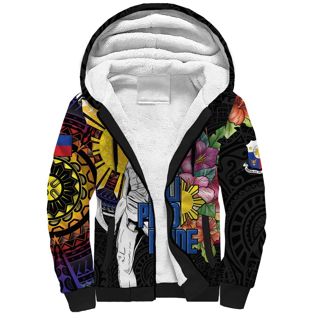 Filipinos Lapu-Lapu Hero Philippines Sherpa Hoodie Hibiscus Flowers Style