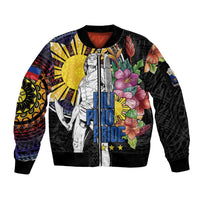 Filipinos Lapu-Lapu Hero Philippines Sleeve Zip Bomber Jacket Hibiscus Flowers Style