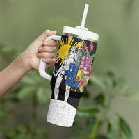 Filipinos Lapu-Lapu Hero Philippines Tumbler With Handle Hibiscus Flowers Style