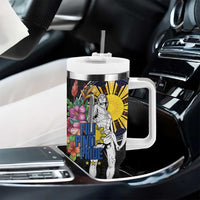 Filipinos Lapu-Lapu Hero Philippines Tumbler With Handle Hibiscus Flowers Style