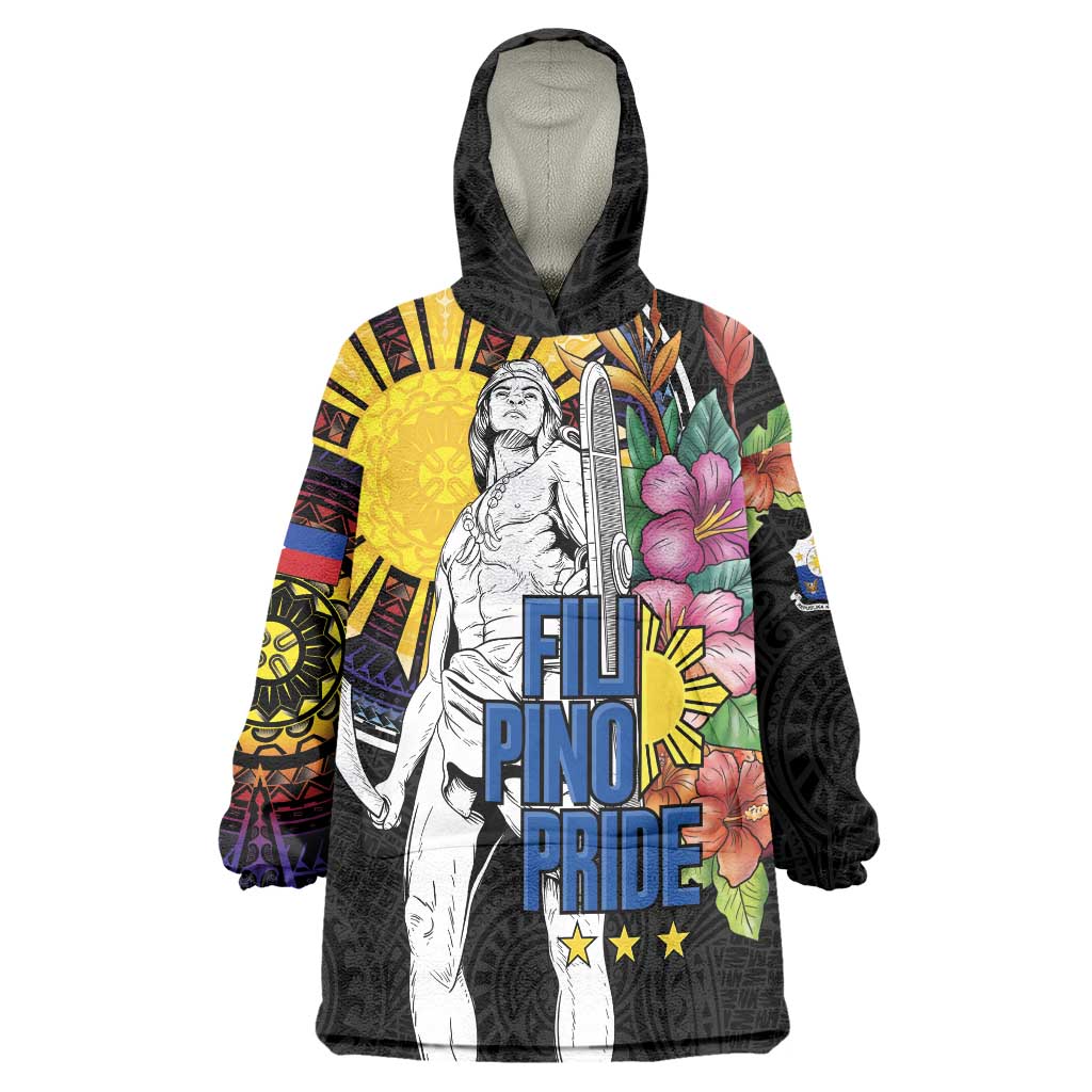Filipinos Lapu-Lapu Hero Philippines Wearable Blanket Hoodie Hibiscus Flowers Style