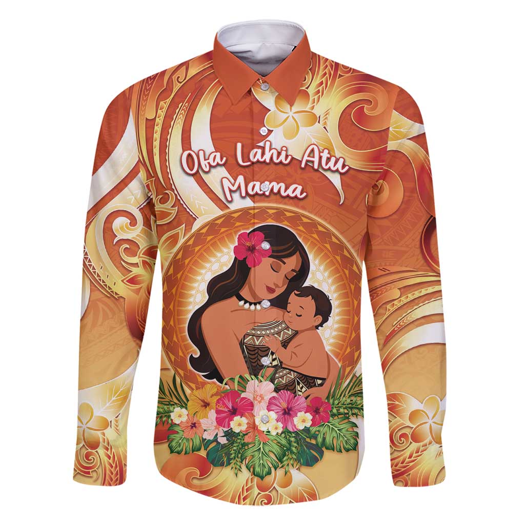 Personalised Tonga Mother's Day Family Matching Long Sleeve Bodycon Dress and Hawaiian Shirt I Love You Mom