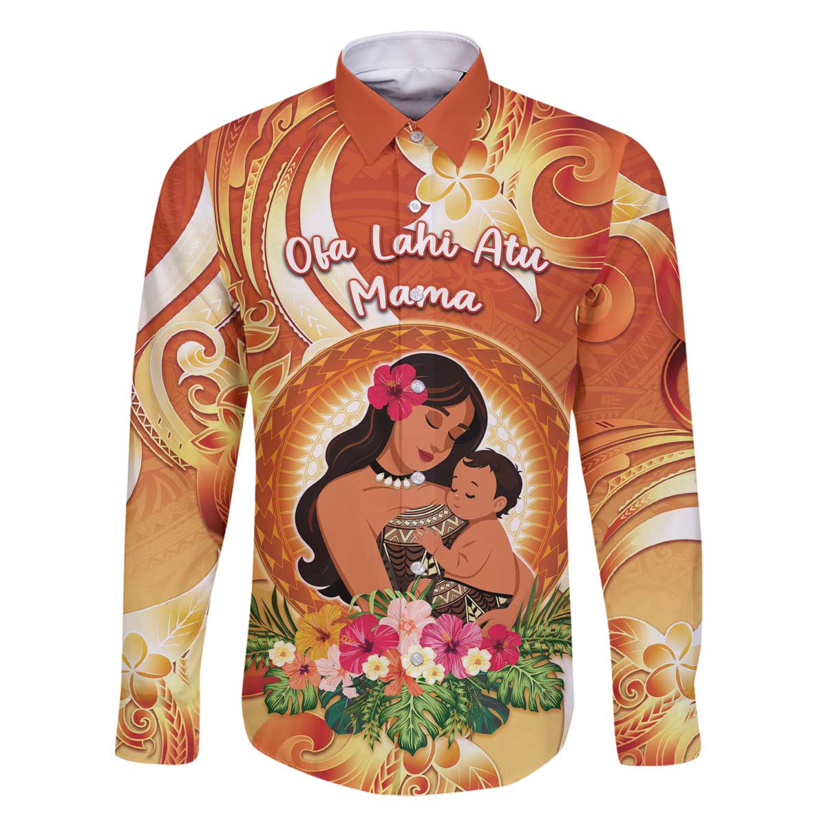 Personalised Tonga Mother's Day Family Matching Off The Shoulder Long Sleeve Dress and Hawaiian Shirt I Love You Mom