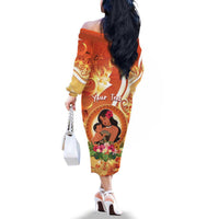 Personalised Tonga Mother's Day Family Matching Off The Shoulder Long Sleeve Dress and Hawaiian Shirt I Love You Mom