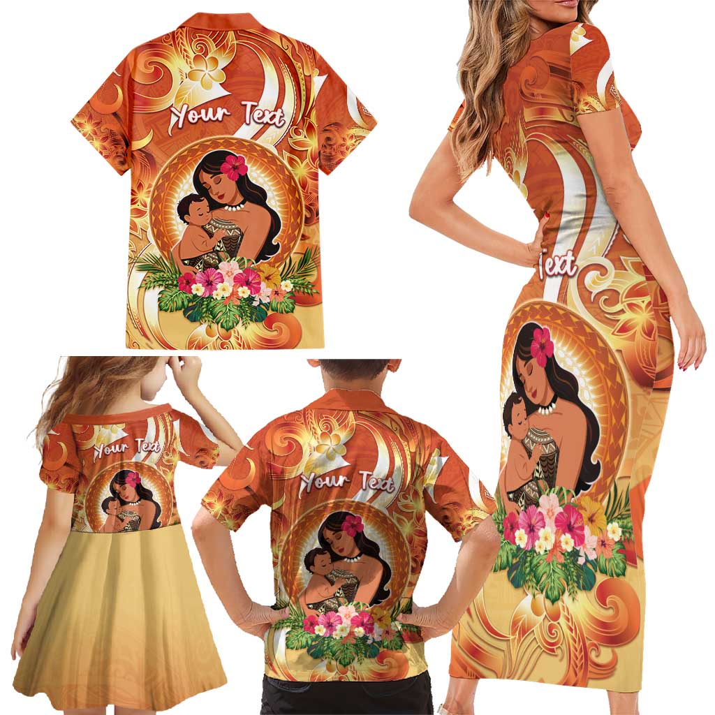 Personalised Tonga Mother's Day Family Matching Short Sleeve Bodycon Dress and Hawaiian Shirt I Love You Mom