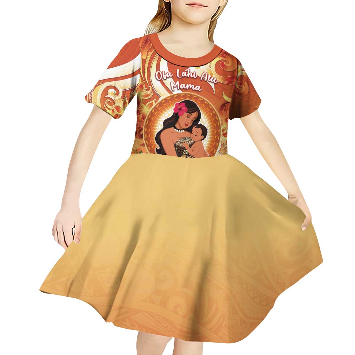 Personalised Tonga Mother's Day Kid Short Sleeve Dress I Love You Mom DT04 - Polynesian Pride
