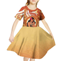 Personalised Tonga Mother's Day Kid Short Sleeve Dress I Love You Mom DT04 - Polynesian Pride