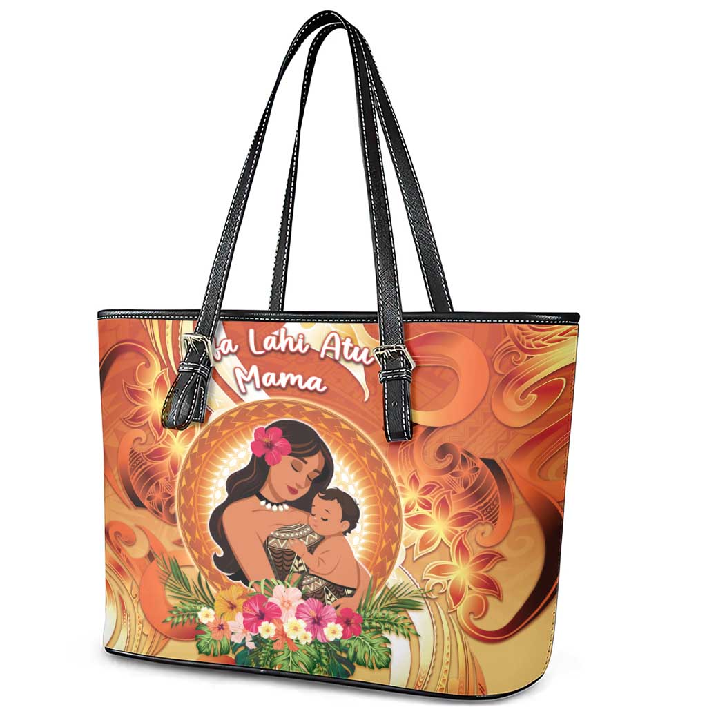 Tonga Mother's Day Leather Tote Bag I Love You Mom
