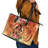 Tonga Mother's Day Leather Tote Bag I Love You Mom