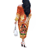 Personalised Tonga Mother's Day Off The Shoulder Long Sleeve Dress I Love You Mom