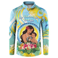 Personalised Fiji Mother's Day Button Sweatshirt I Love You Mom DT04 Blue - Polynesian Pride