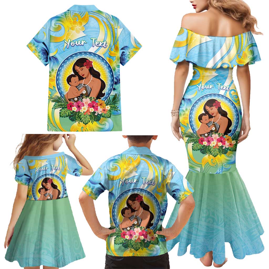 Personalised Fiji Mother's Day Family Matching Mermaid Dress and Hawaiian Shirt I Love You Mom