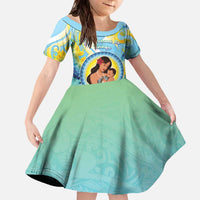 Personalised Fiji Mother's Day Family Matching Off The Shoulder Long Sleeve Dress and Hawaiian Shirt I Love You Mom