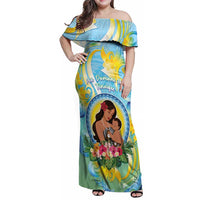 Personalised Fiji Mother's Day Family Matching Off Shoulder Maxi Dress and Hawaiian Shirt I Love You Mom