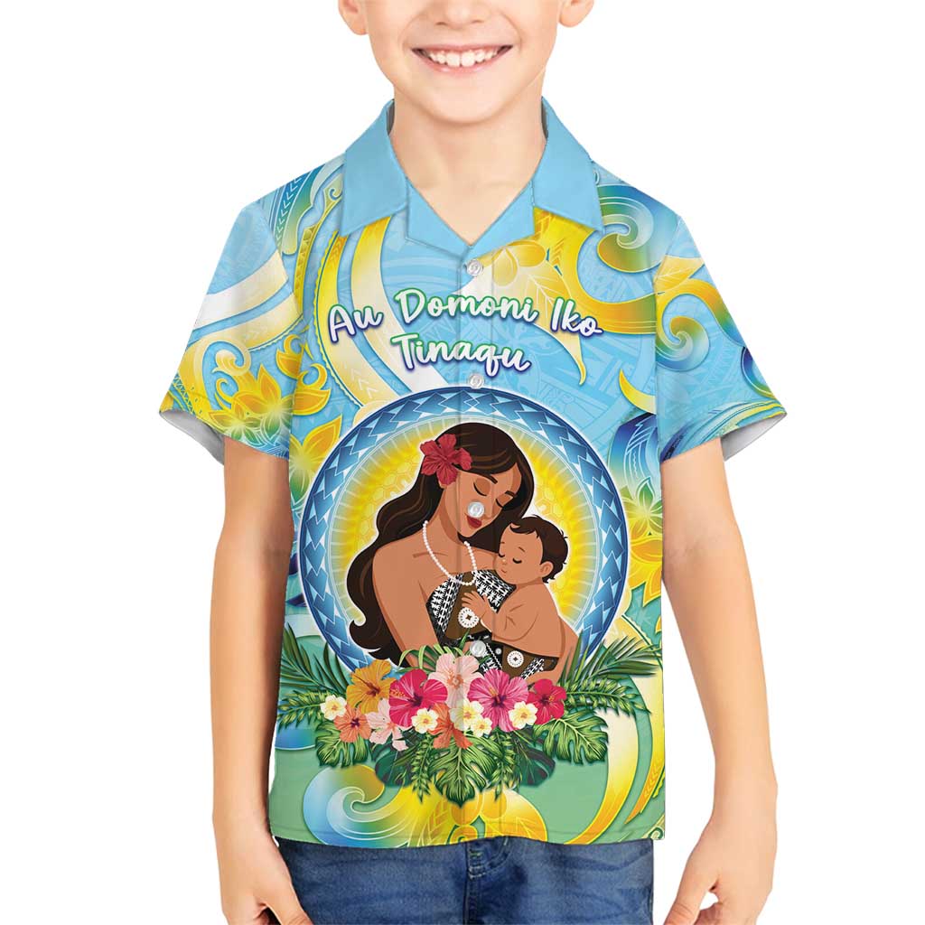 Personalised Fiji Mother's Day Family Matching Off Shoulder Maxi Dress and Hawaiian Shirt I Love You Mom