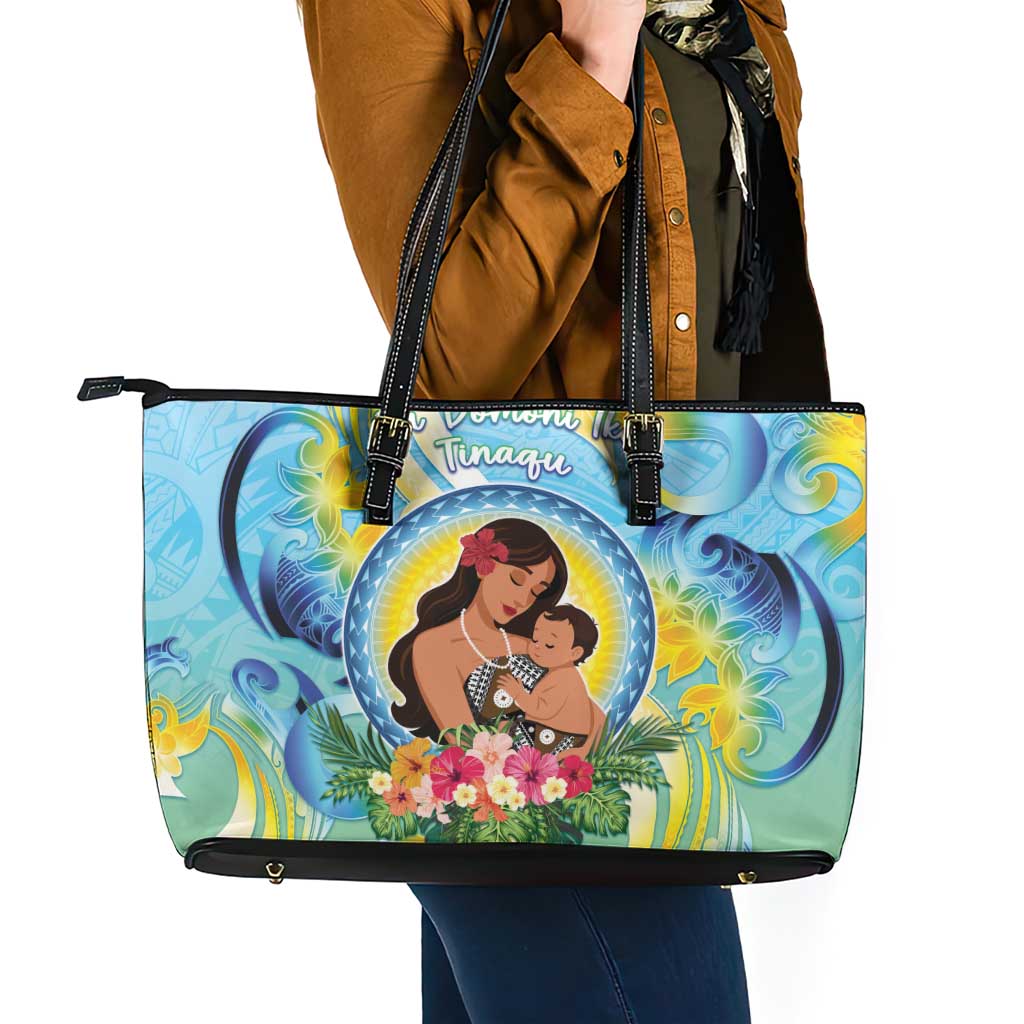 Fiji Mother's Day Leather Tote Bag I Love You Mom