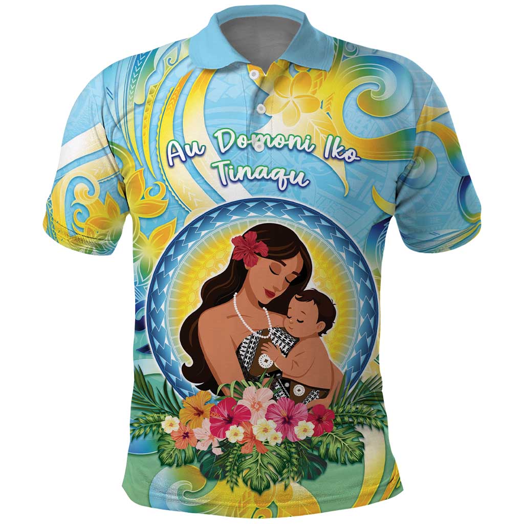 Personalised Fiji Mother's Day Polo Shirt I Love You Mom DT04 Blue - Polynesian Pride