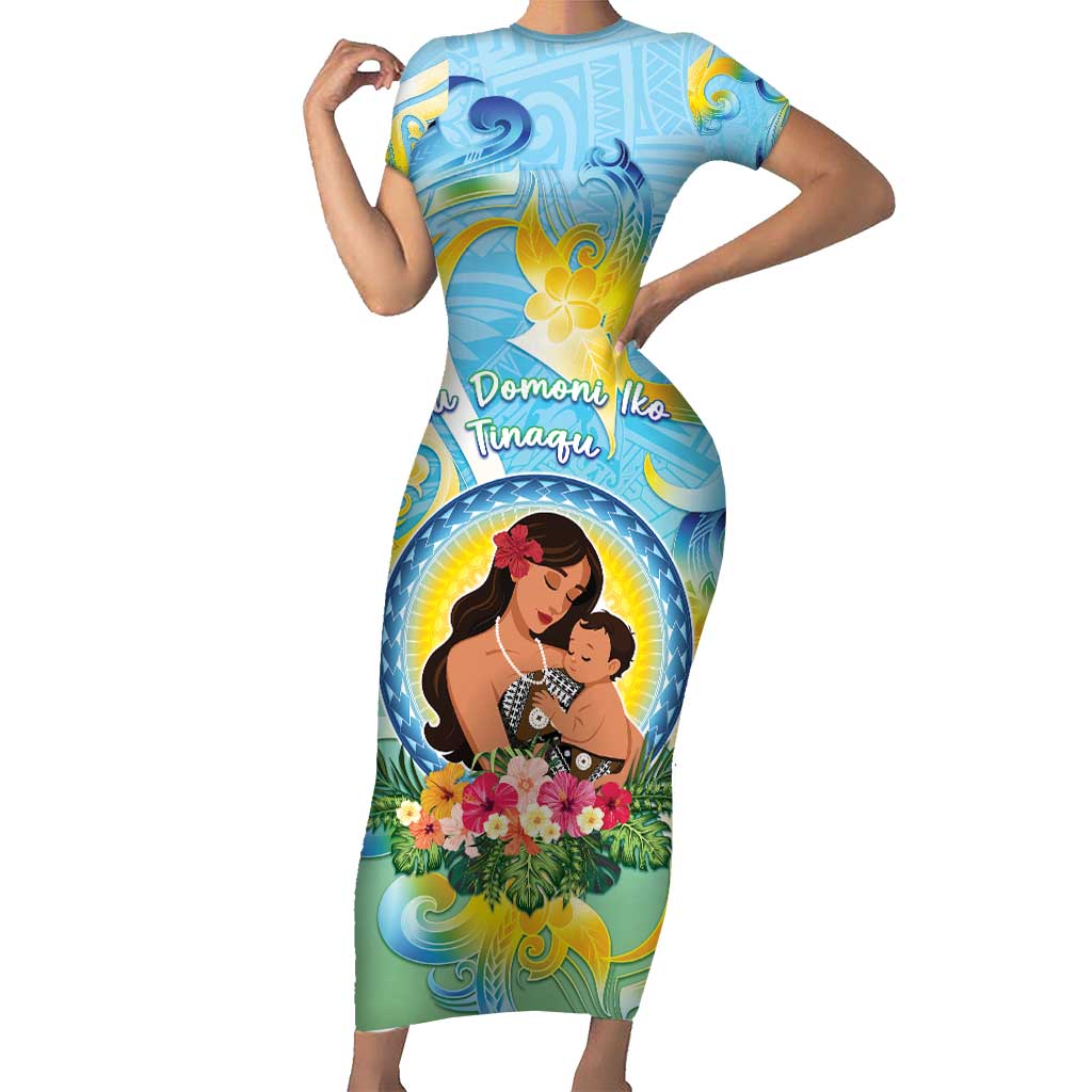 Personalised Fiji Mother's Day Short Sleeve Bodycon Dress I Love You Mom